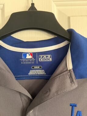 TX3 Cool Los Angeles Dodgers Polo Shirt Size Medium Gray Blue Collared Pullover